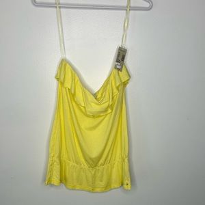 American Eagle NWT Yellow Tube Top Medium Ruffled Boho Y2K